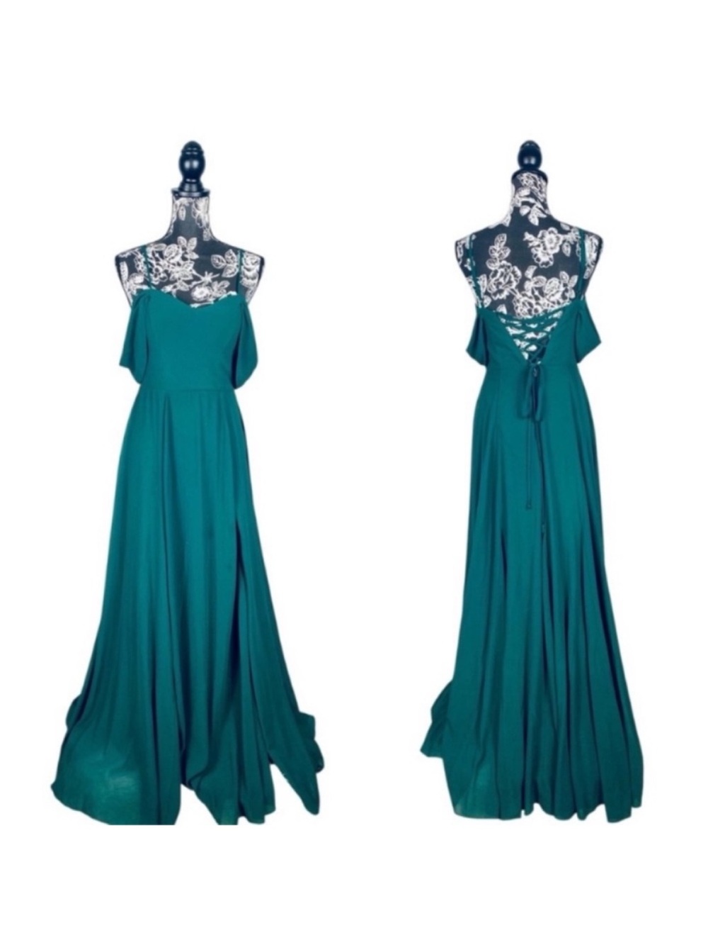 Sequin Hearts emerald green full length formal bridesmaid dress size medium